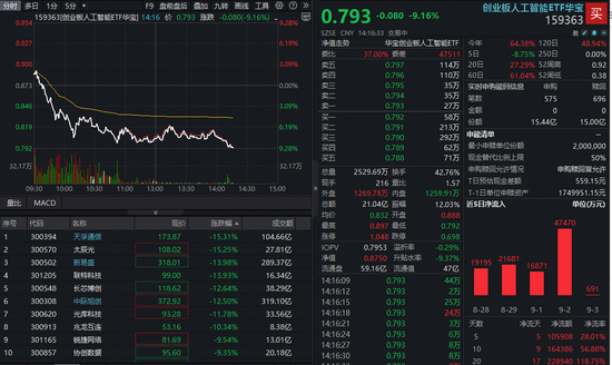 宏基资本 “易中天”暴跌，创业板人工智能ETF（159363）午后重挫超9%，基金经理最新解读来了！